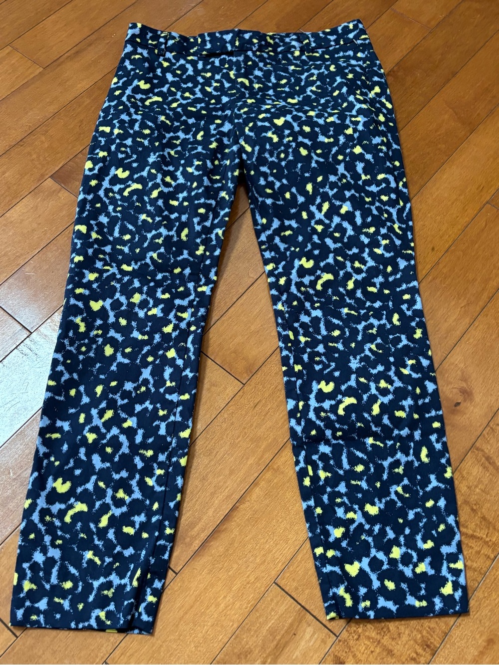 GAP Navy Slim Cropped Women’s Size 2 Sky Blue Yellow Leopard Spots Stretch